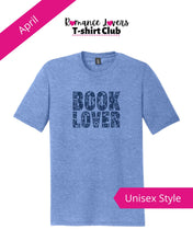 Load image into Gallery viewer, Unisex Book lover t-shirt in blue with dark blue ink